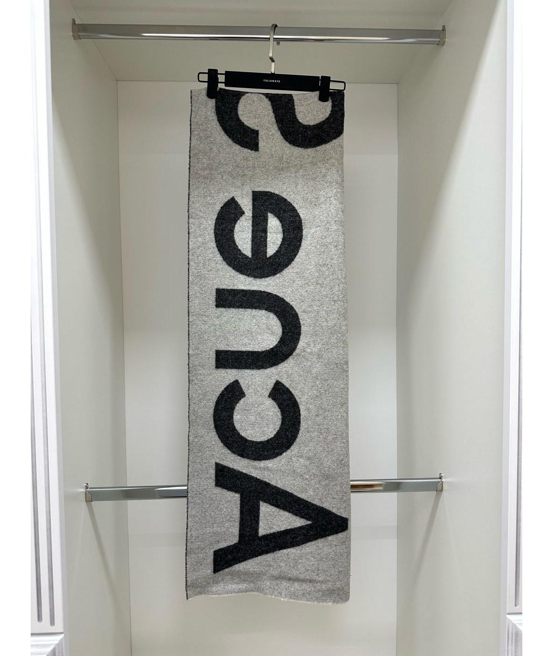 ACNE STUDIOS Серый шерстяной шарф, фото 5