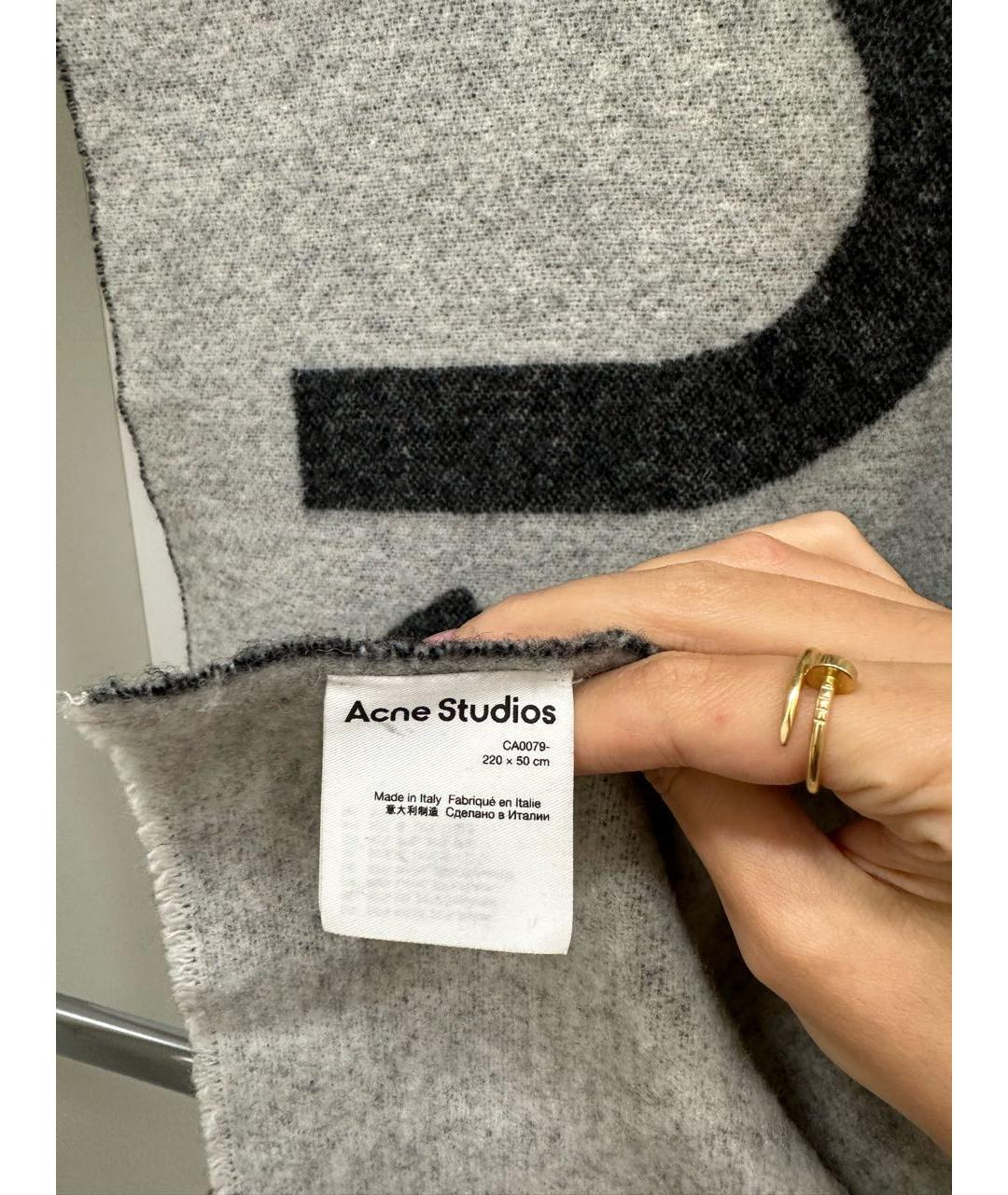 ACNE STUDIOS Серый шерстяной шарф, фото 3