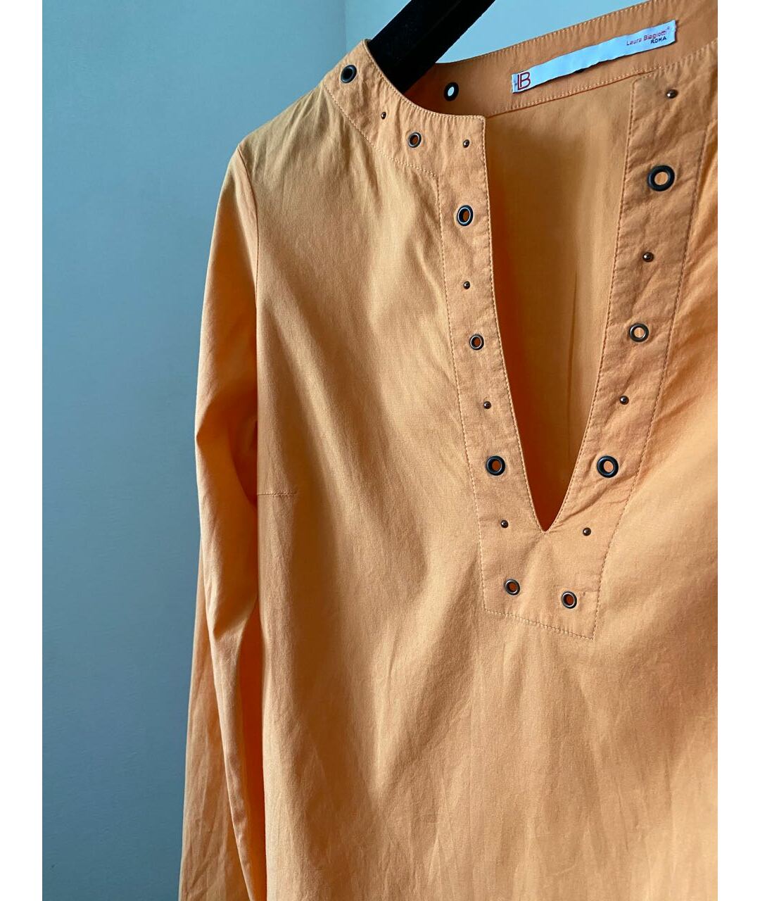 LAURA BIAGIOTTI Оранжевая хлопко-эластановая рубашка, фото 4