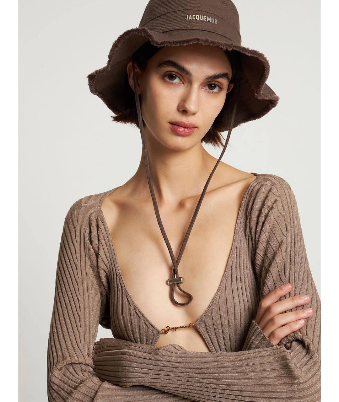 JACQUEMUS Коричневая хлопковая панама, фото 2