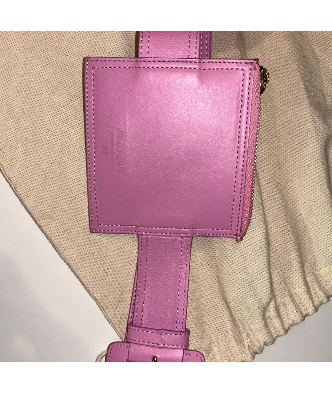 JACQUEMUS Розовый кожаный ремень, фото 4