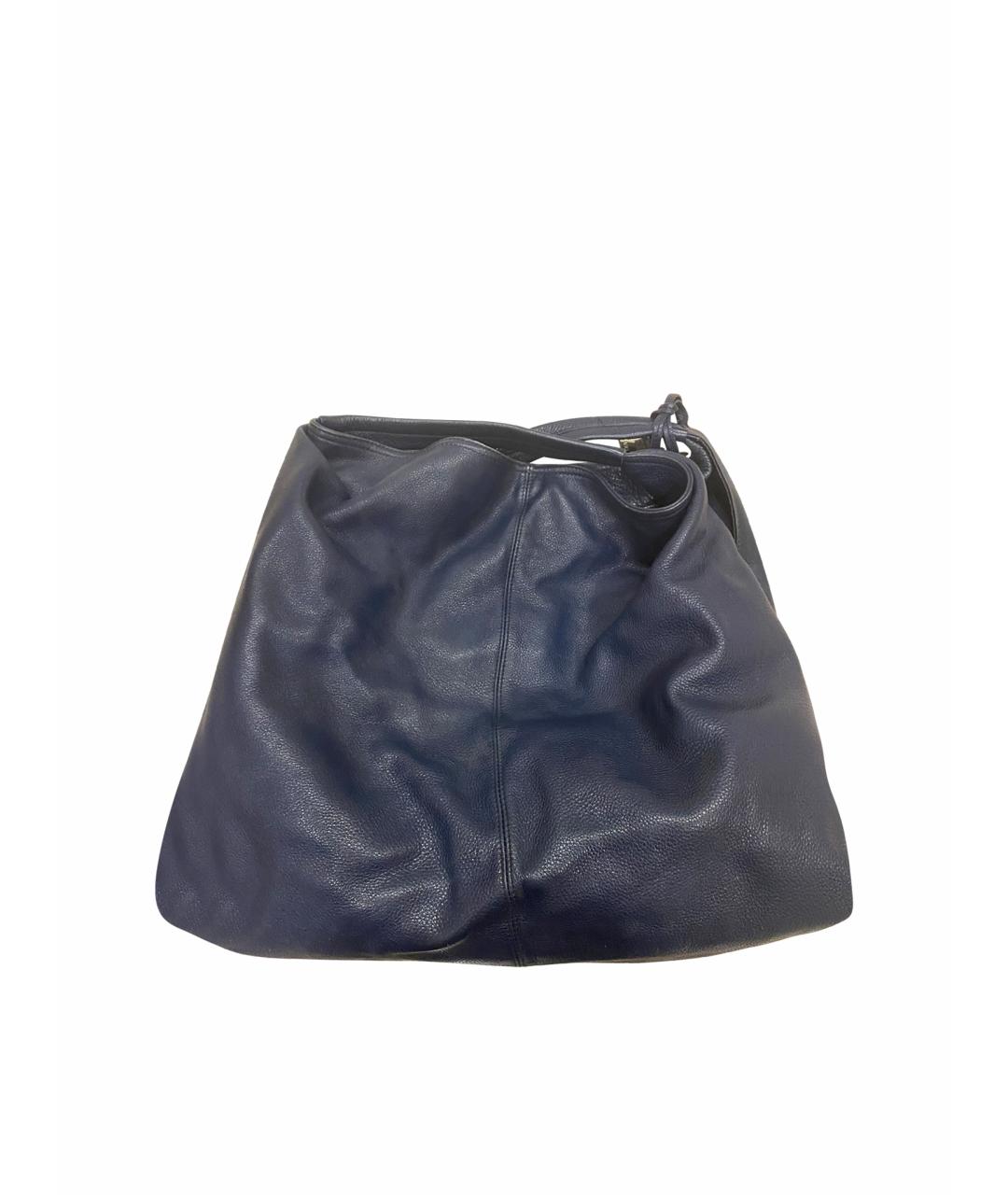 FURLA Темно-синяя кожаная сумка тоут, фото 1