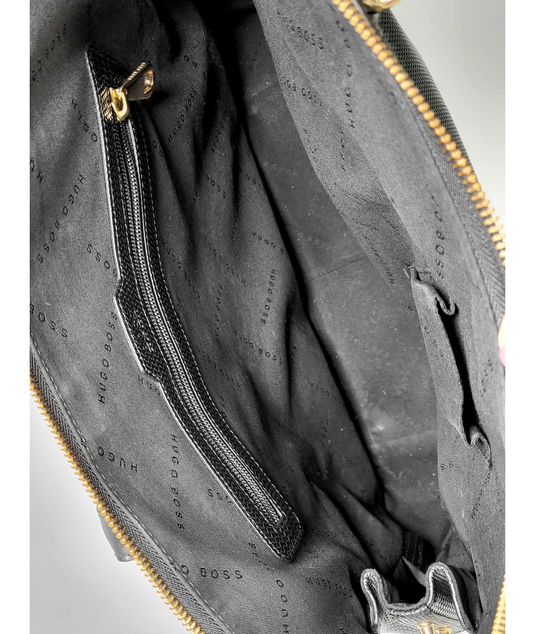 HUGO BOSS Черная кожаная сумка с короткими ручками, фото 8