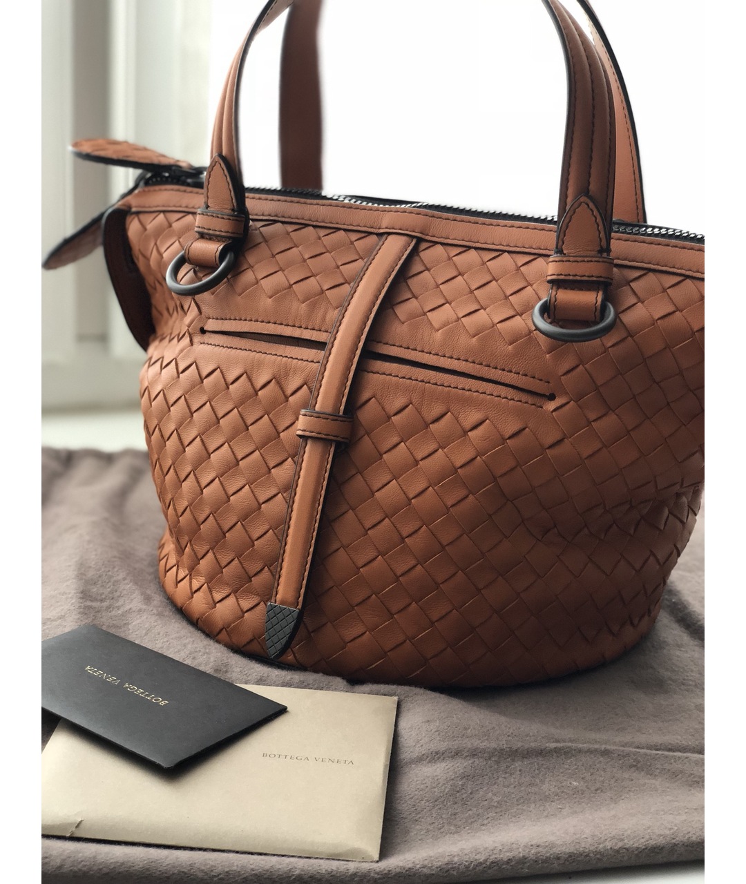 BOTTEGA VENETA Оранжевая кожаная сумка тоут, фото 3