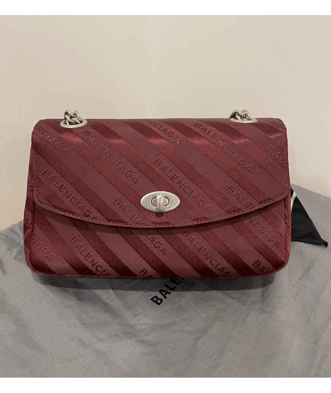 BALENCIAGA Бордовая шелковая сумка через плечо, фото 4