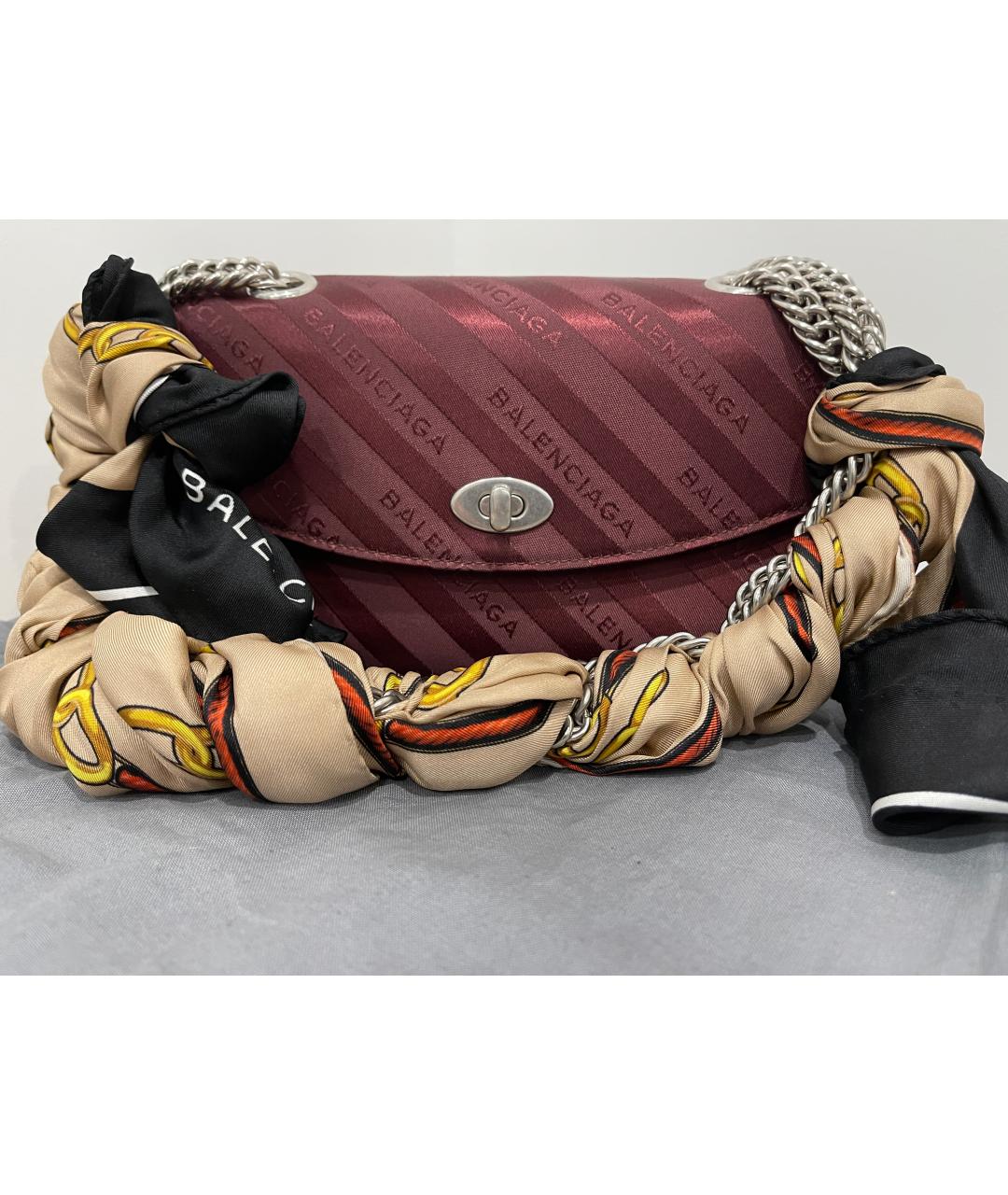 BALENCIAGA Бордовая шелковая сумка через плечо, фото 2