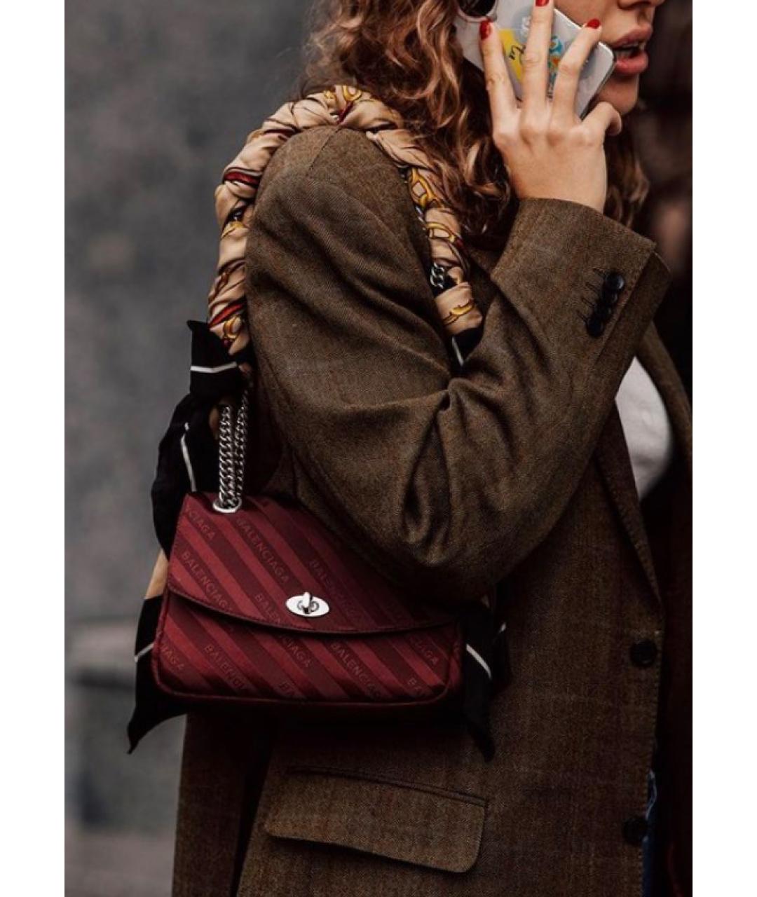 BALENCIAGA Бордовая шелковая сумка через плечо, фото 5