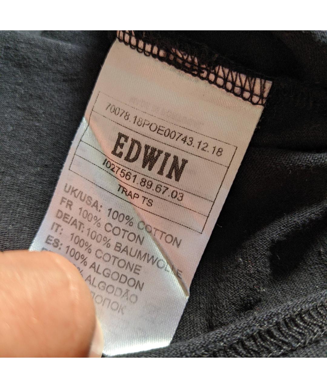 EDWIN Черная хлопковая футболка, фото 3