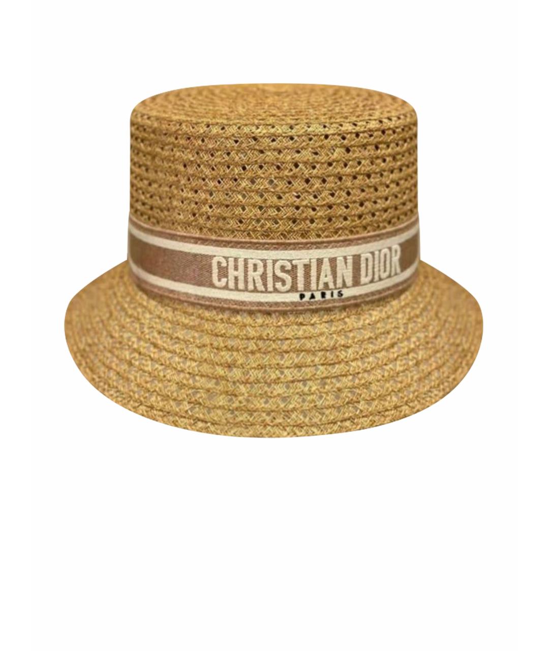 CHRISTIAN DIOR Бежевая соломенная шляпа, фото 1