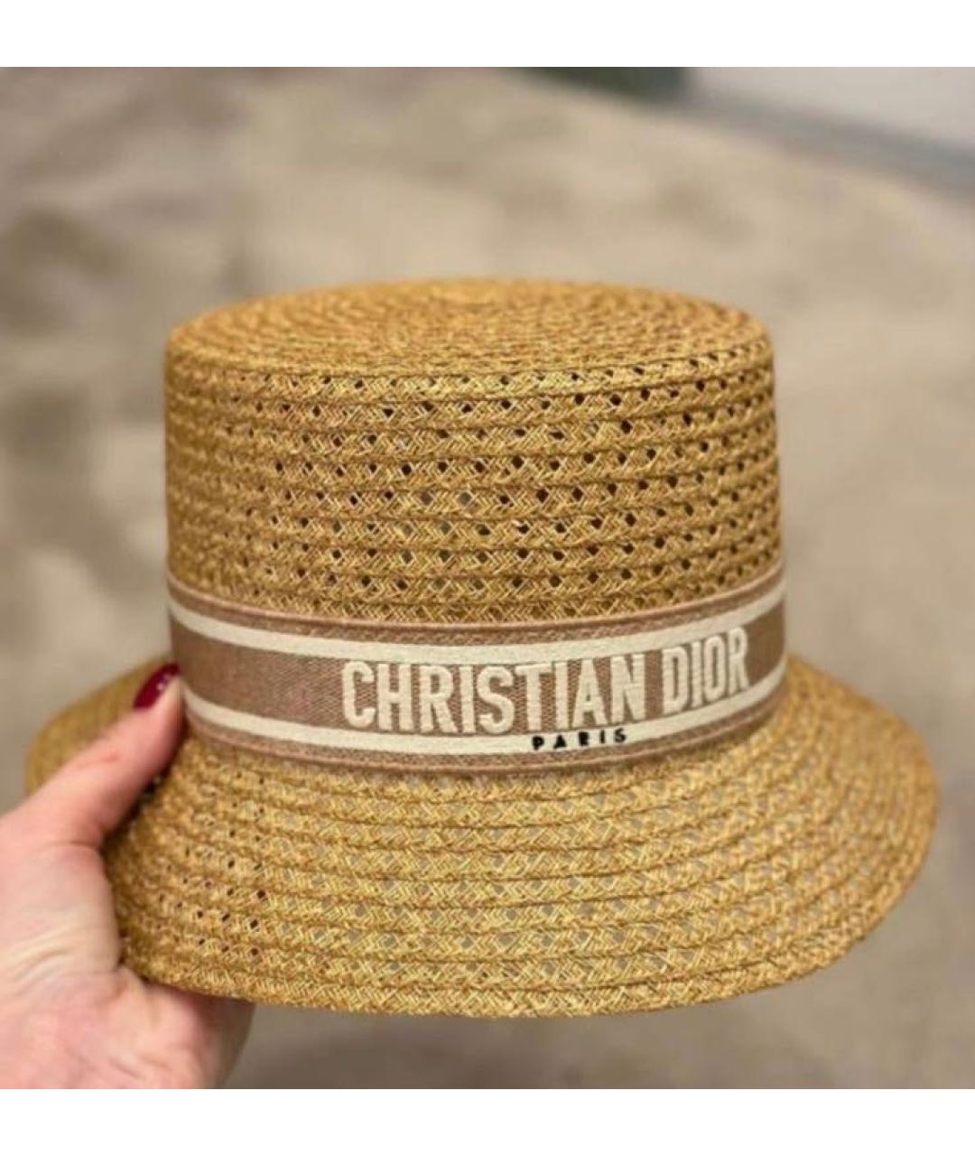 CHRISTIAN DIOR Бежевая соломенная шляпа, фото 5