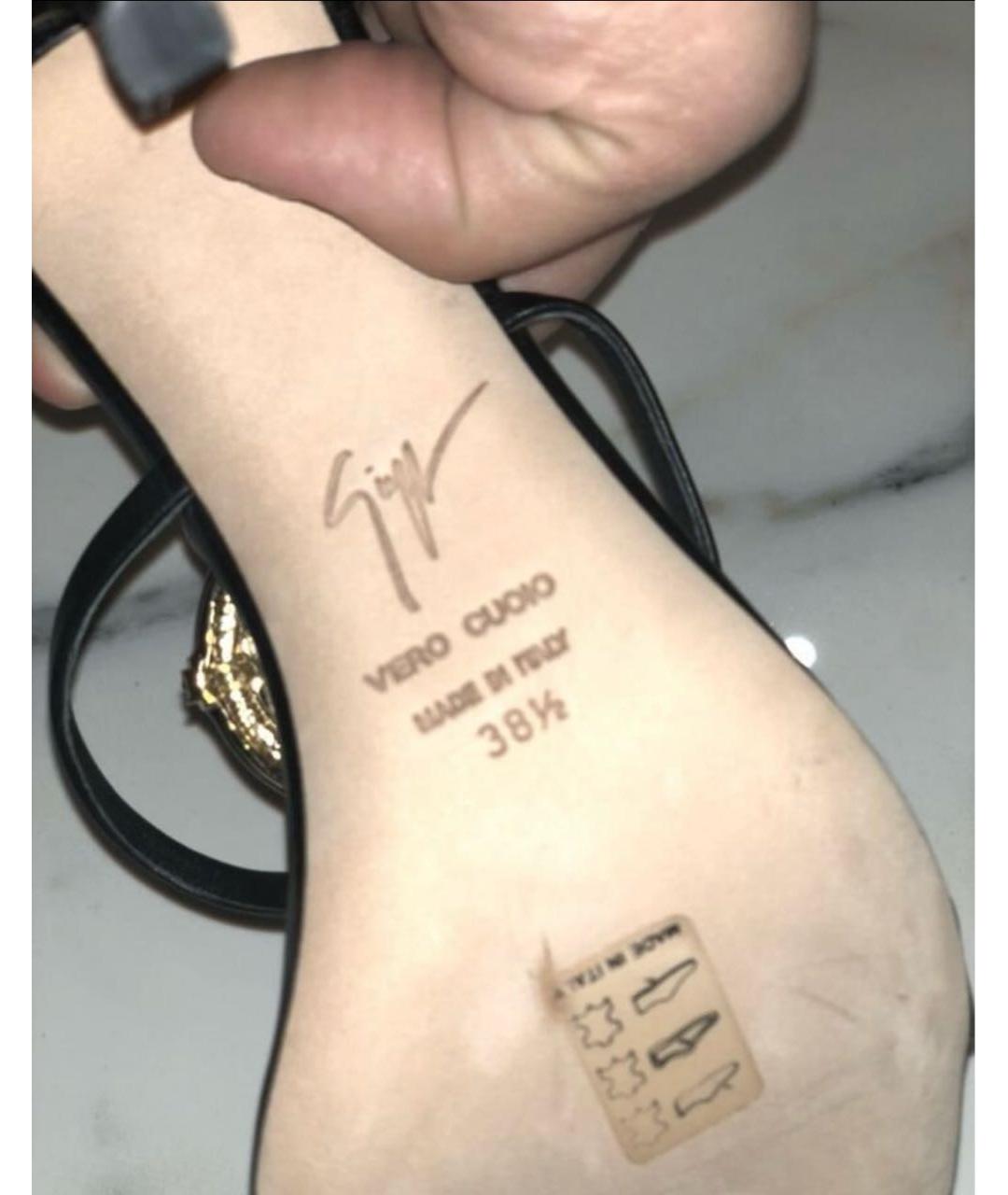 GIUSEPPE ZANOTTI DESIGN Черные кожаные босоножки, фото 5