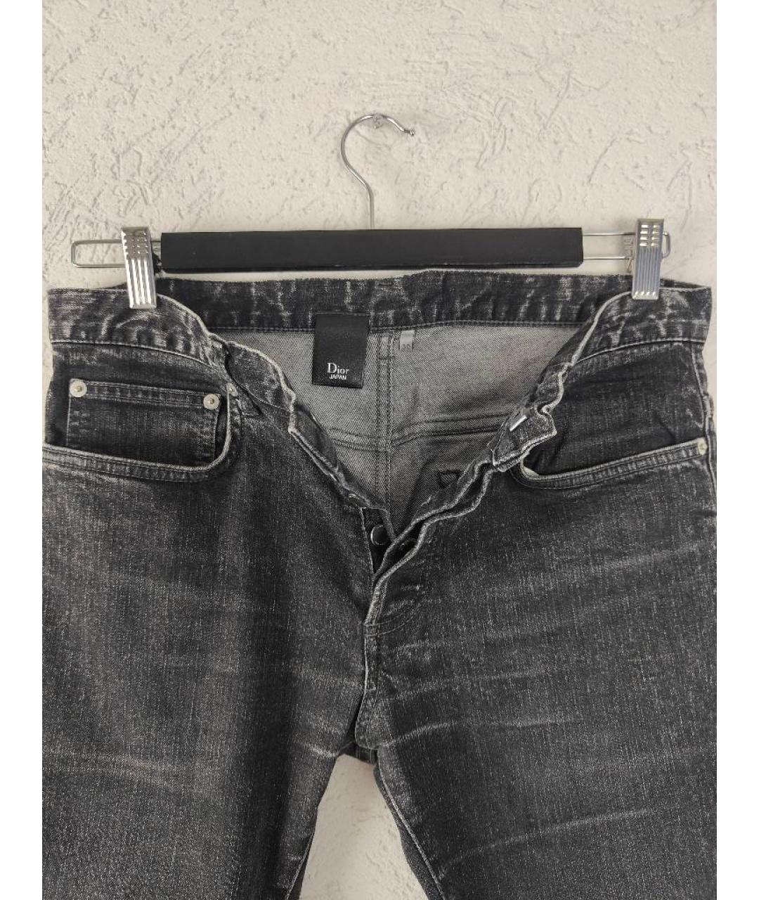 DIOR HOMME Антрацитовые хлопко-эластановые прямые джинсы, фото 8