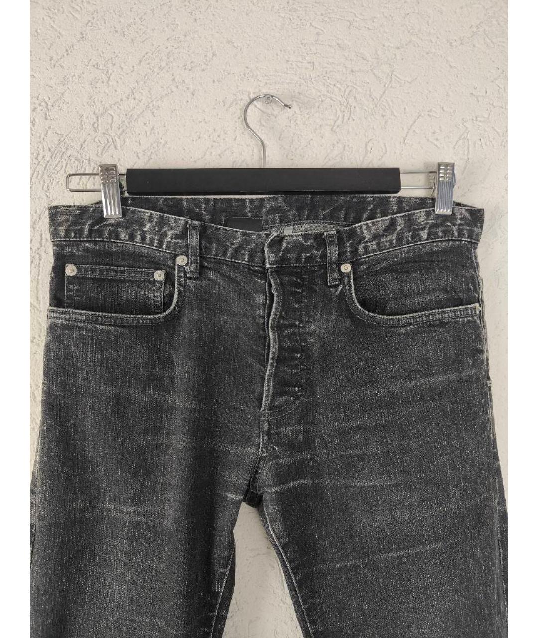 DIOR HOMME Антрацитовые хлопко-эластановые прямые джинсы, фото 2