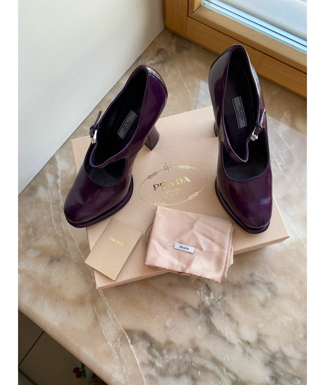 PRADA Фиолетовые кожаные туфли, фото 5