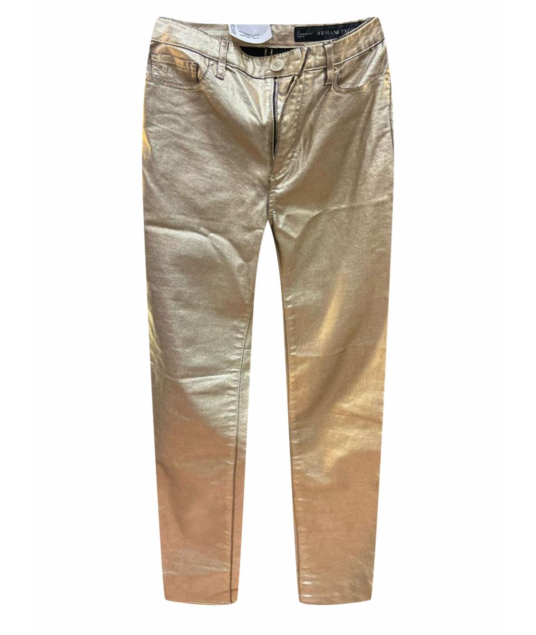 ARMANI EXCHANGE Золотые хлопко-полиэстеровые джинсы слим, фото 1