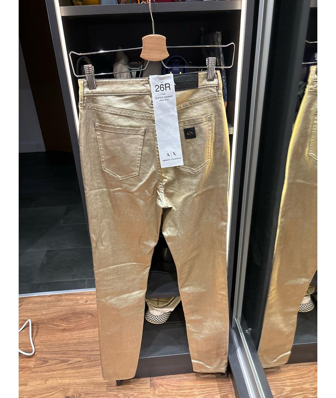 ARMANI EXCHANGE Золотые хлопко-полиэстеровые джинсы слим, фото 2