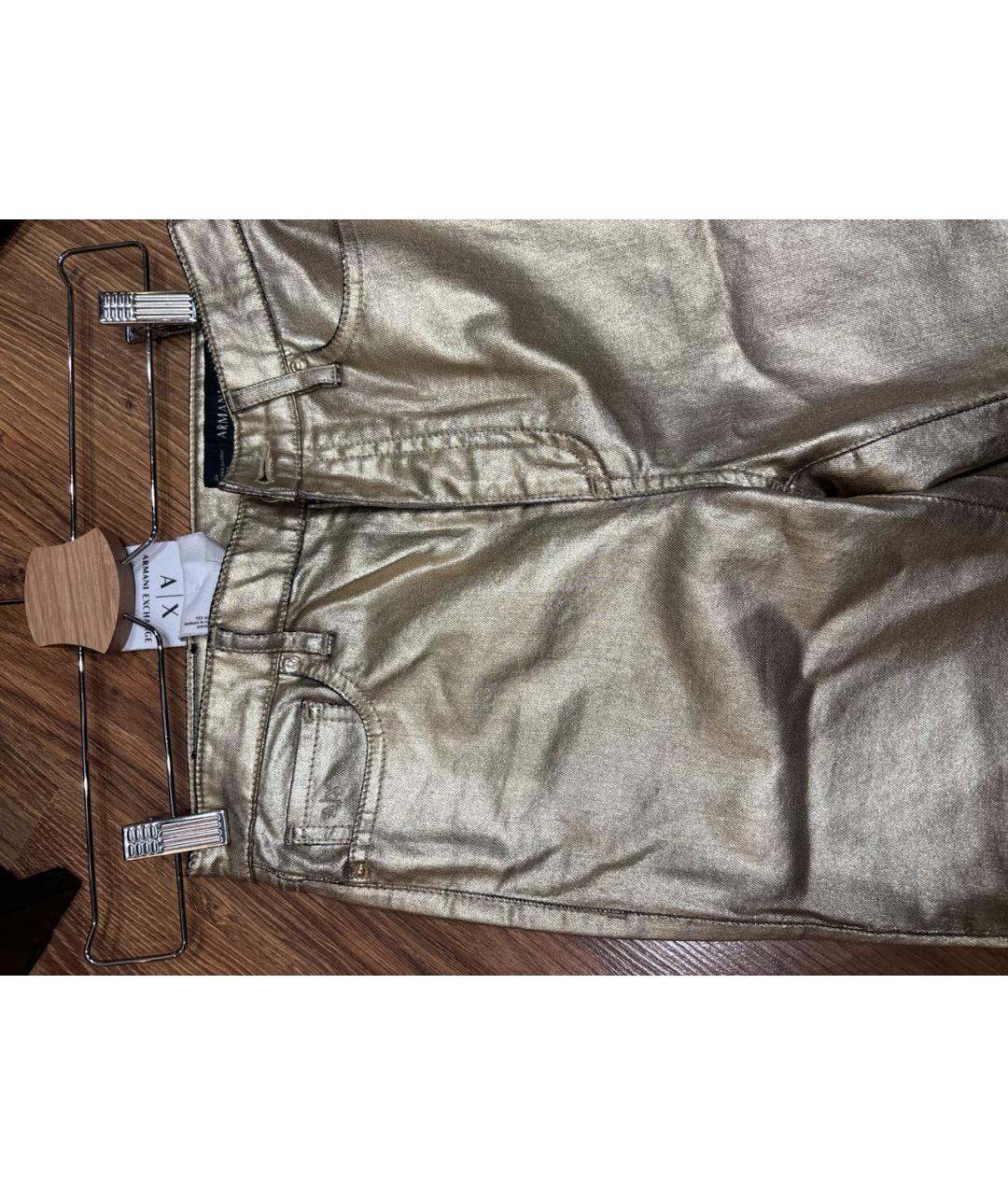 ARMANI EXCHANGE Золотые хлопко-полиэстеровые джинсы слим, фото 4