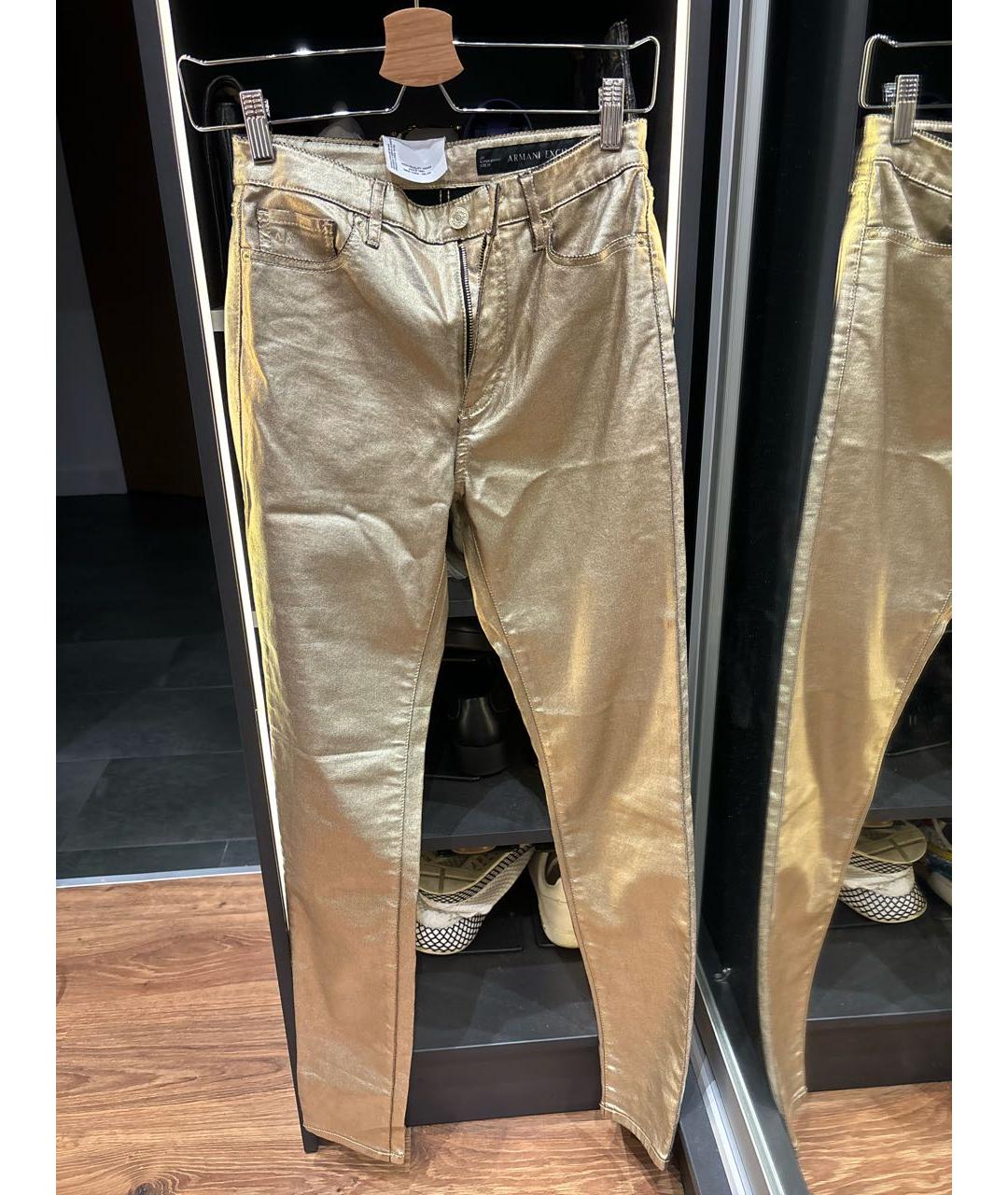 ARMANI EXCHANGE Золотые хлопко-полиэстеровые джинсы слим, фото 6