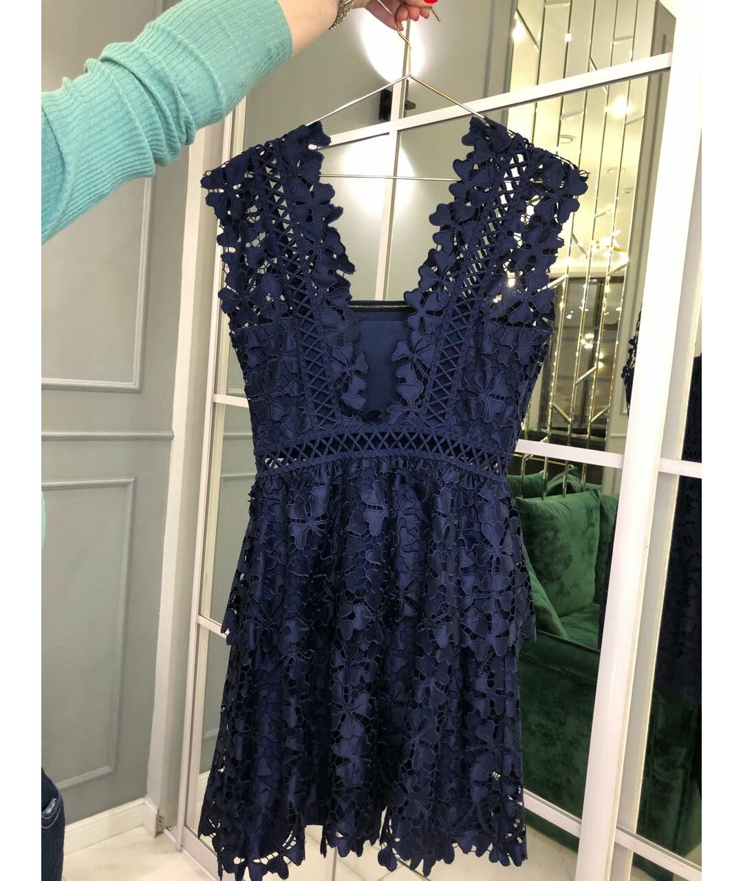 SELF-PORTRAIT Темно-синее кружевное коктейльное платье, фото 5