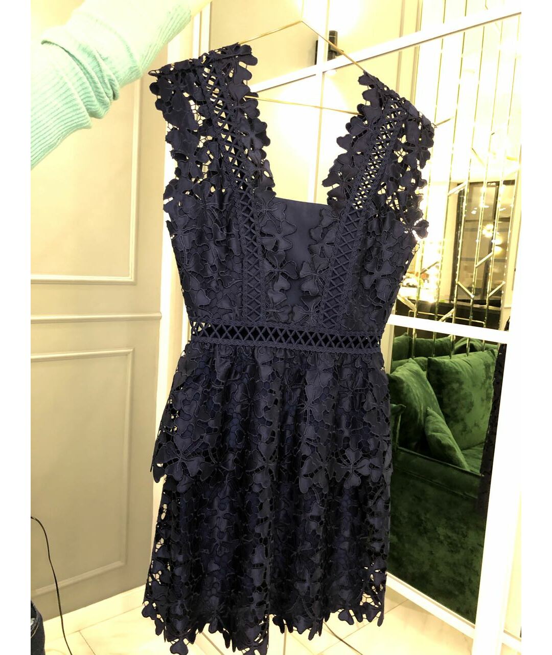 SELF-PORTRAIT Темно-синее кружевное коктейльное платье, фото 4