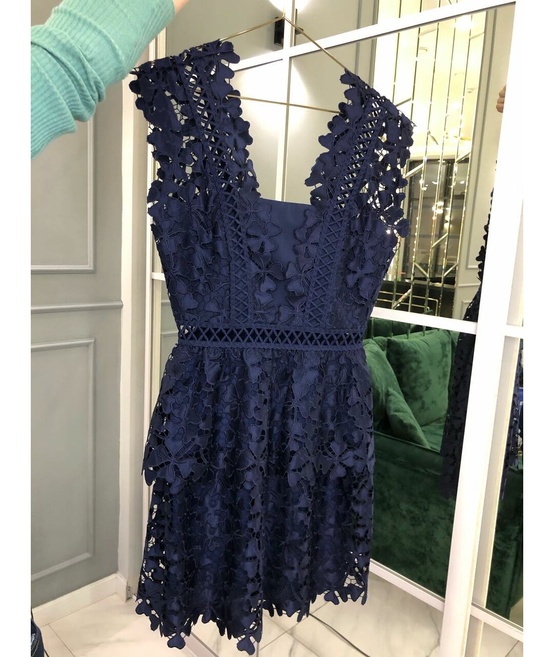 SELF-PORTRAIT Темно-синее кружевное коктейльное платье, фото 2