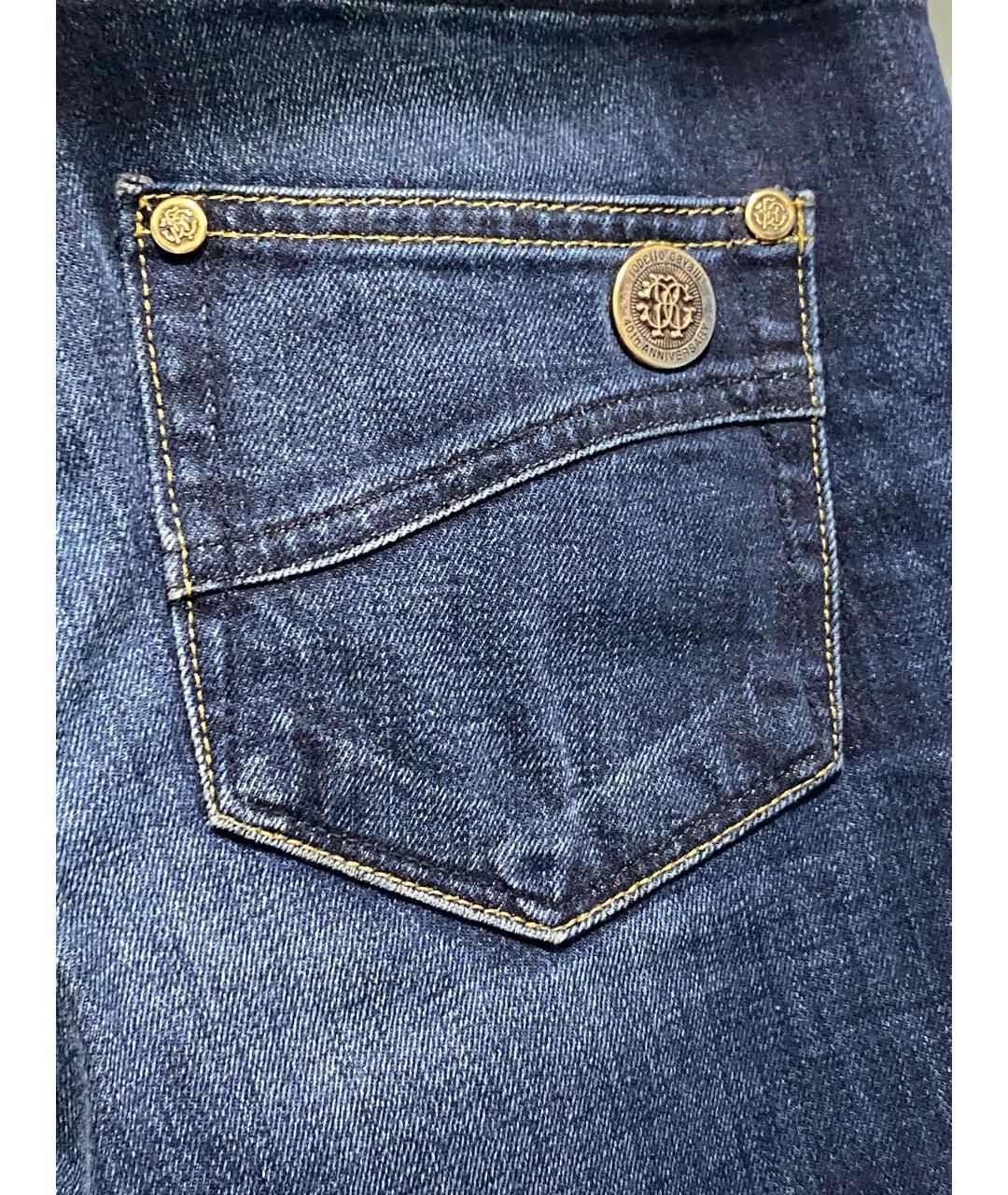 ROBERTO CAVALLI Темно-синие хлопко-эластановые джинсы слим, фото 6