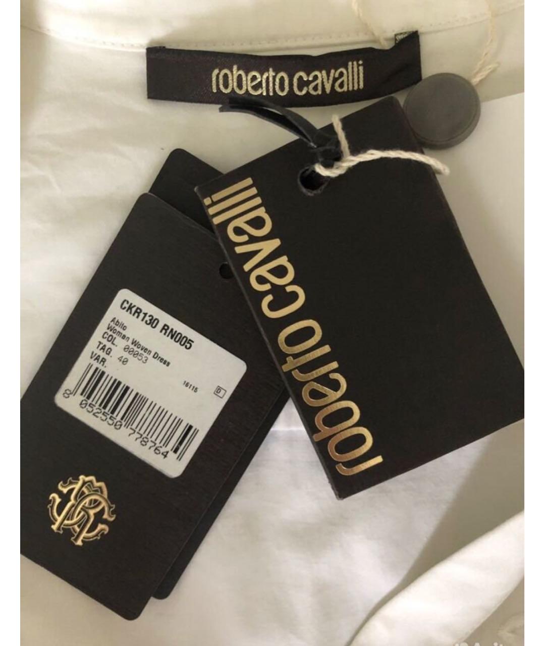 ROBERTO CAVALLI Белое хлопковое повседневное платье, фото 4