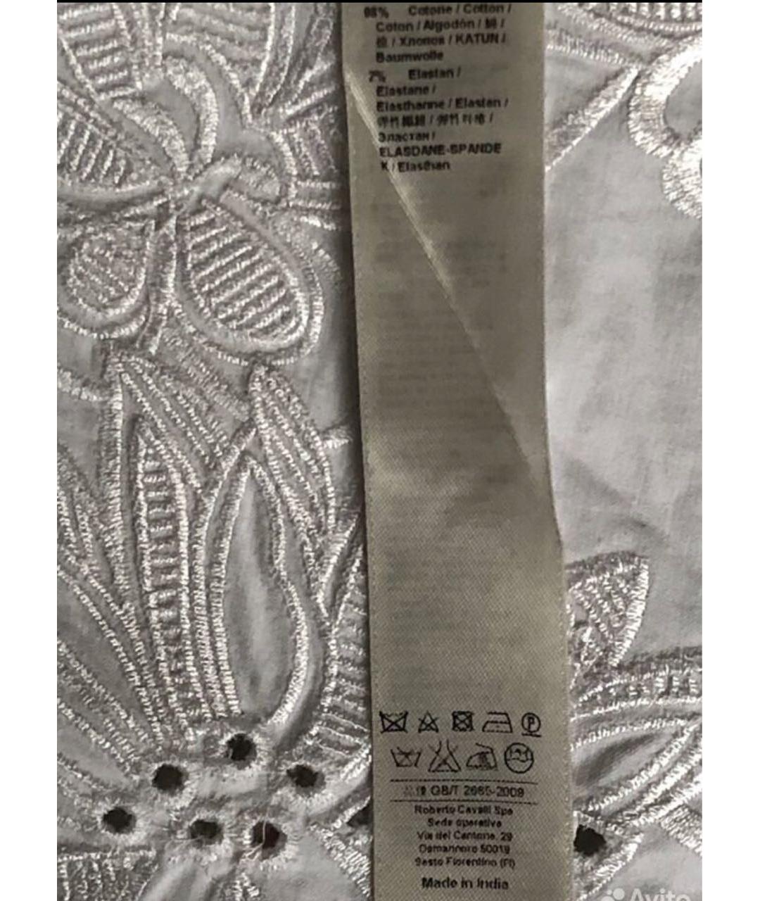 ROBERTO CAVALLI Белое хлопковое повседневное платье, фото 7