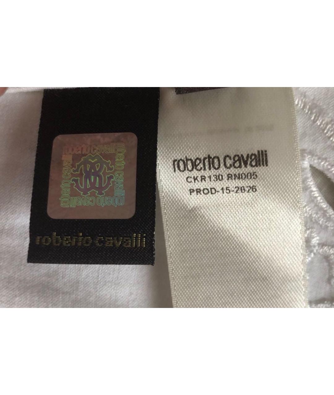 ROBERTO CAVALLI Белое хлопковое повседневное платье, фото 6