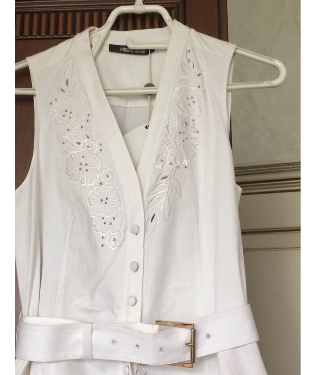 ROBERTO CAVALLI Белое хлопковое повседневное платье, фото 2