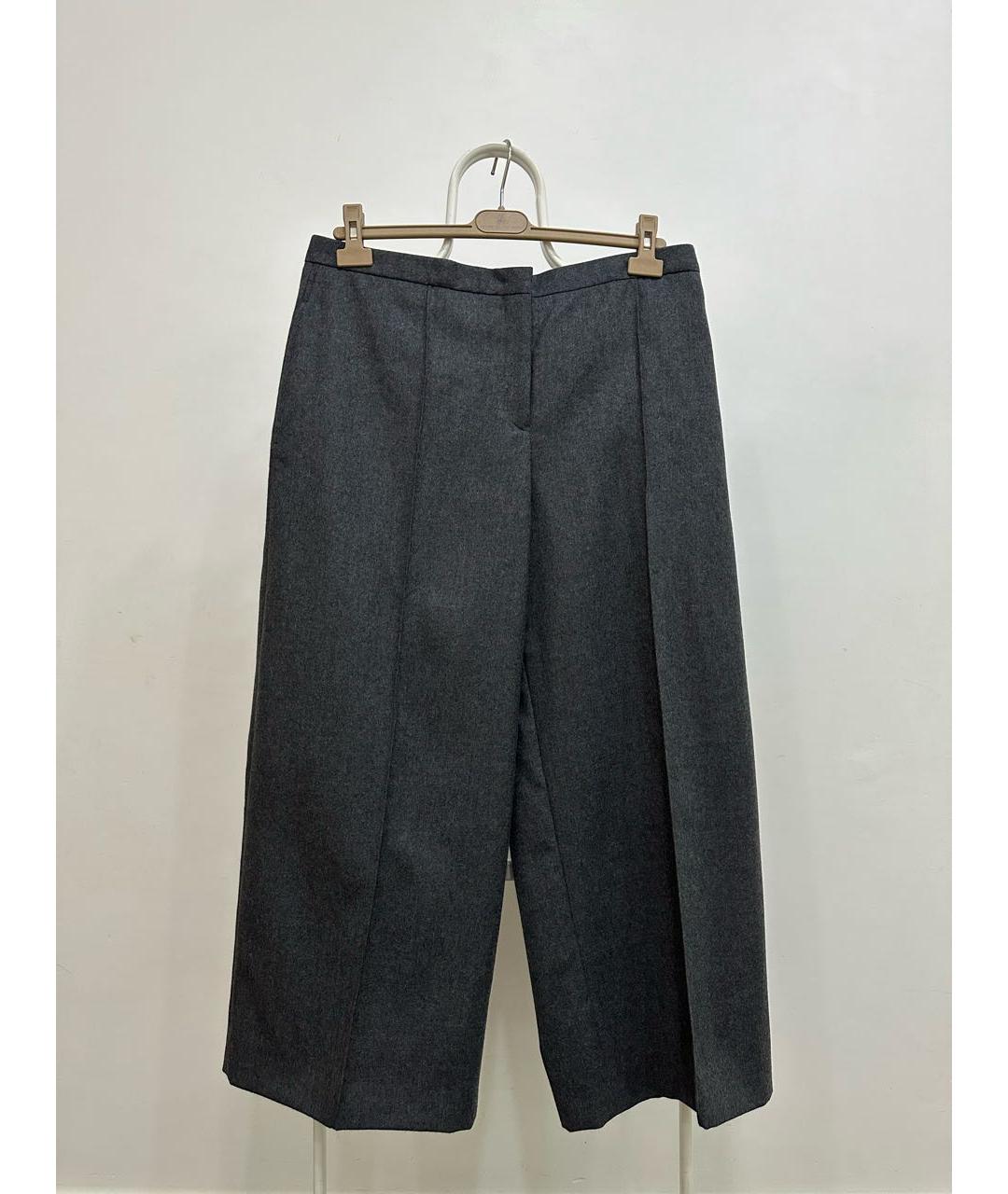 JIL SANDER Антрацитовые шерстяные брюки широкие, фото 9