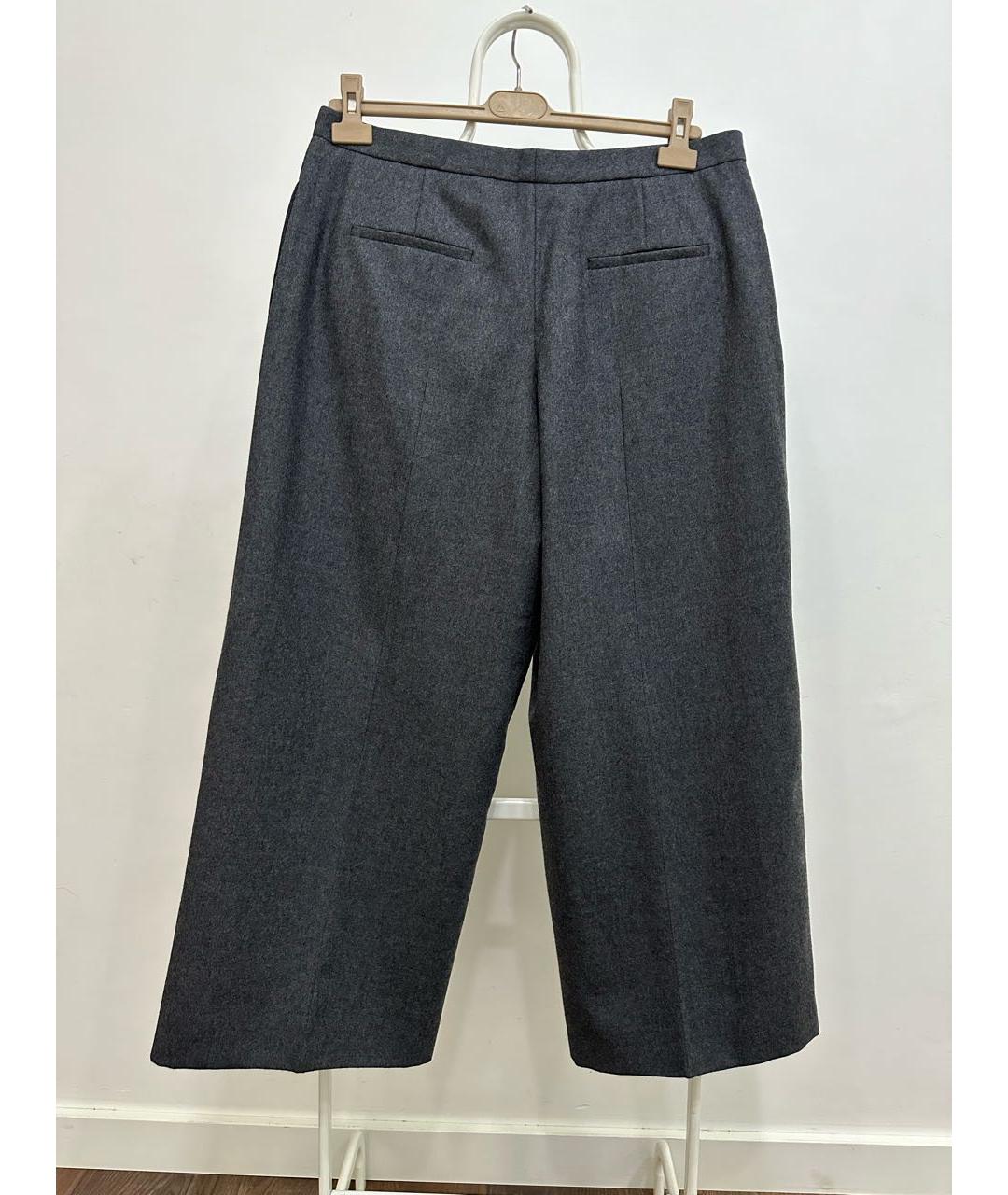 JIL SANDER Антрацитовые шерстяные брюки широкие, фото 2