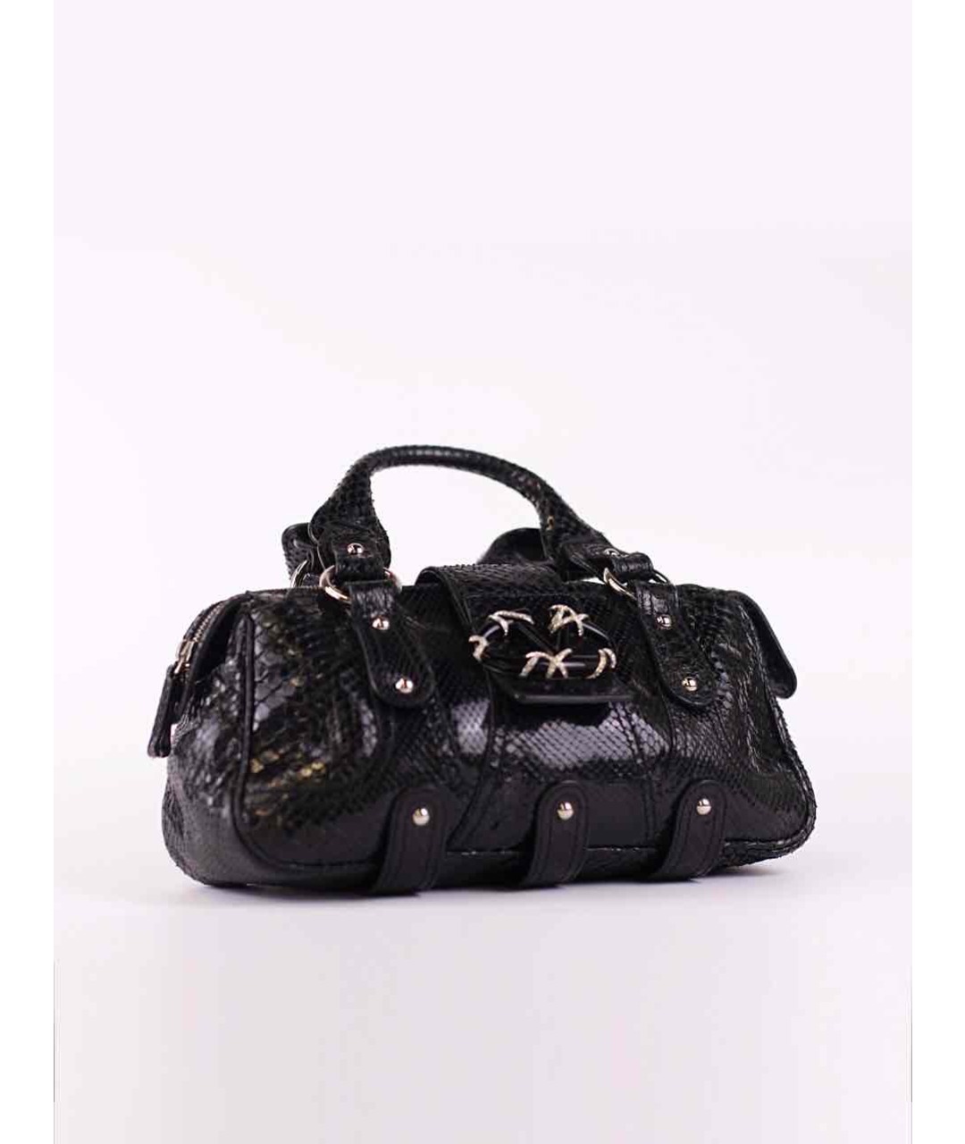 VALENTINO VINTAGE Черная сумка тоут из экзотической кожи, фото 3