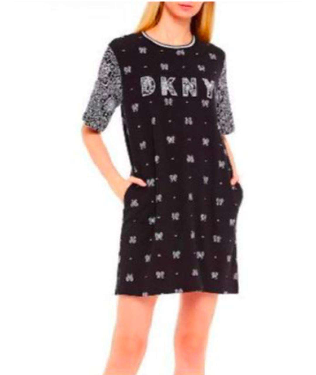 DKNY Черное хлопковое повседневное платье, фото 2
