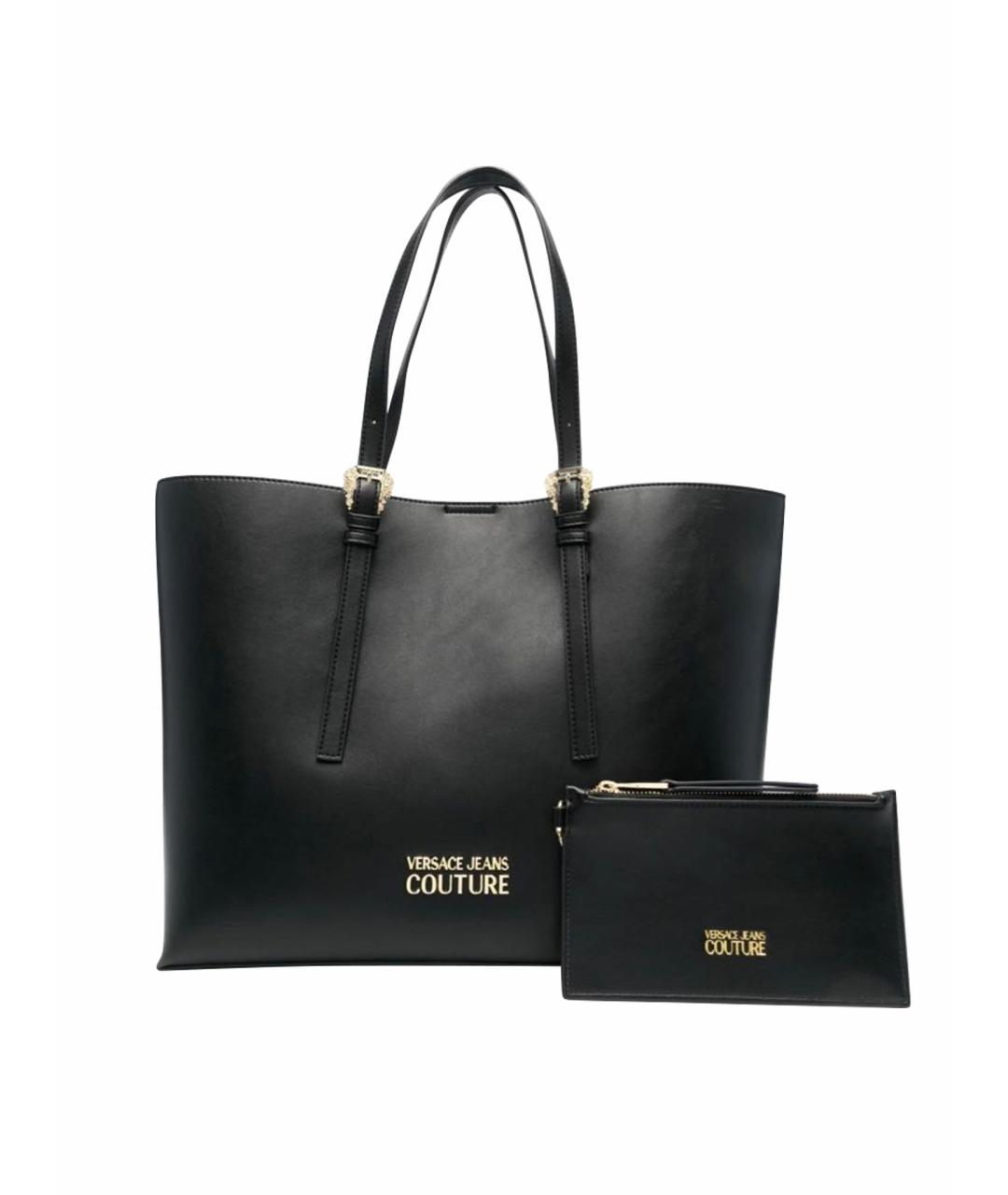 VERSACE JEANS COUTURE Черная кожаная сумка тоут, фото 1