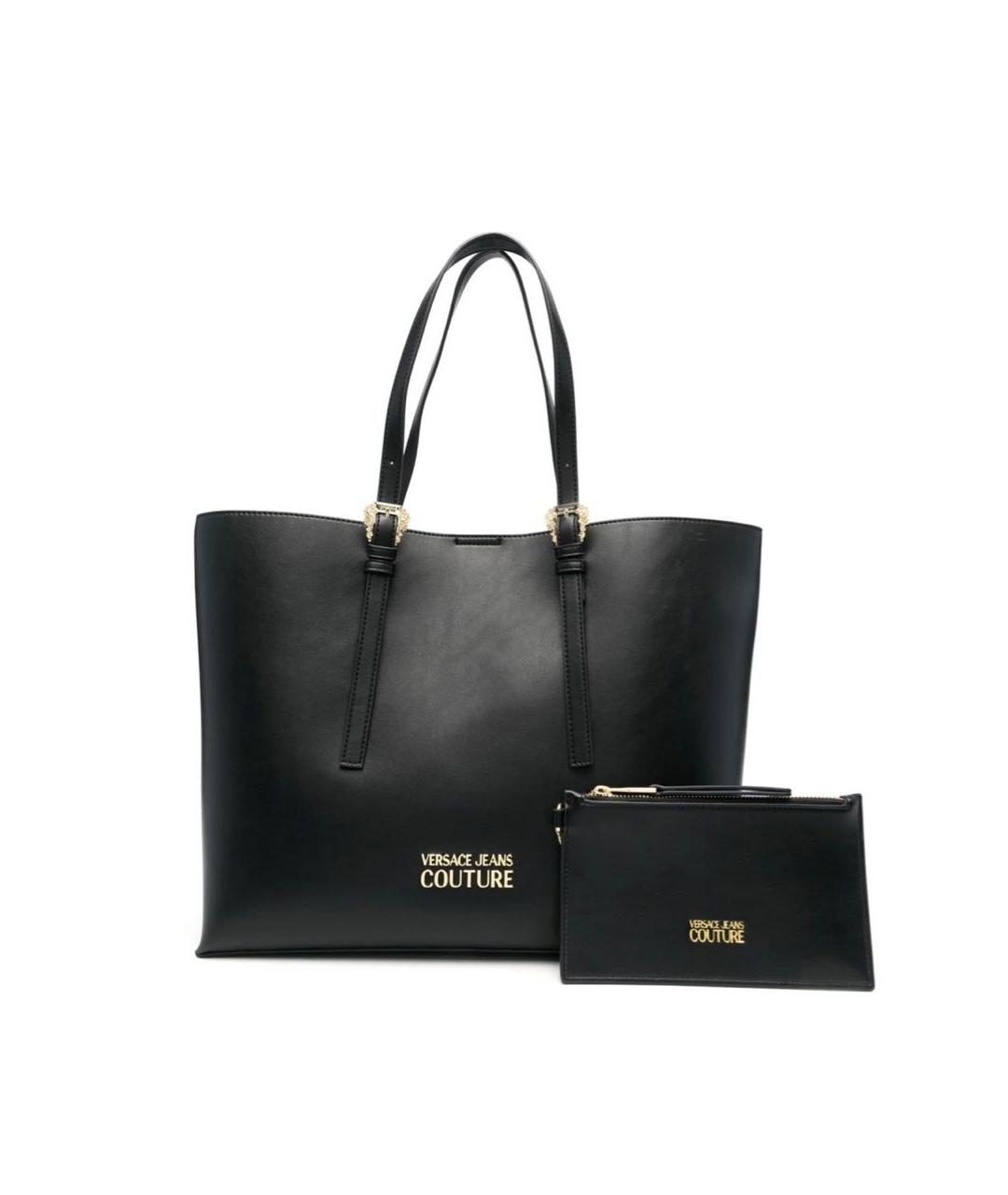 VERSACE JEANS COUTURE Черная кожаная сумка тоут, фото 5