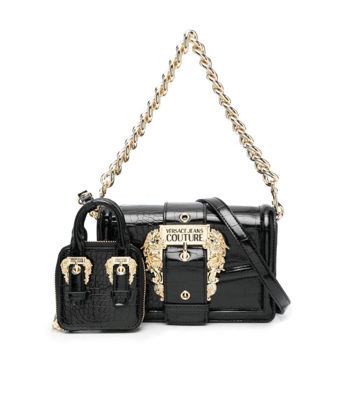 VERSACE JEANS COUTURE Черная кожаная сумка через плечо, фото 5