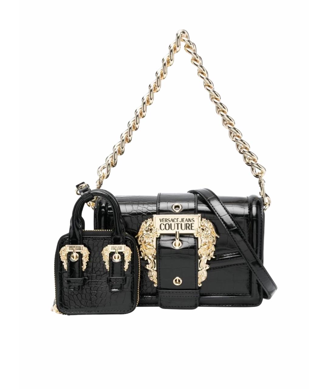 VERSACE JEANS COUTURE Черная кожаная сумка через плечо, фото 1