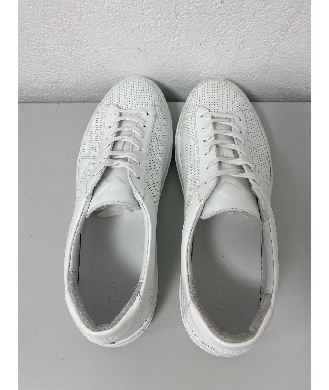 KOIO Белые кожаные низкие кроссовки / кеды, фото 3