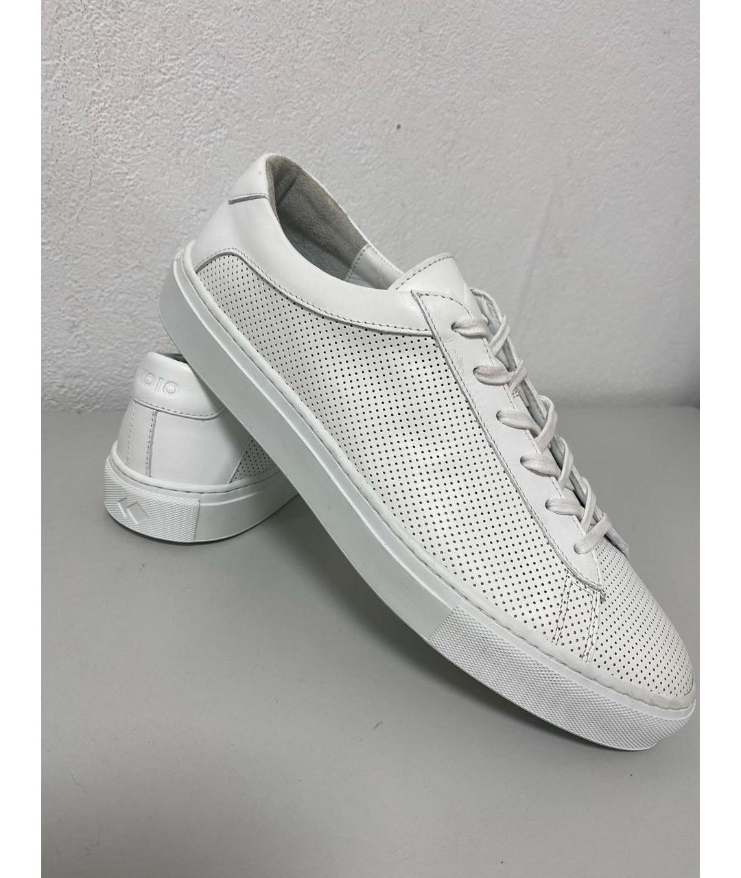 KOIO Белые кожаные низкие кроссовки / кеды, фото 6