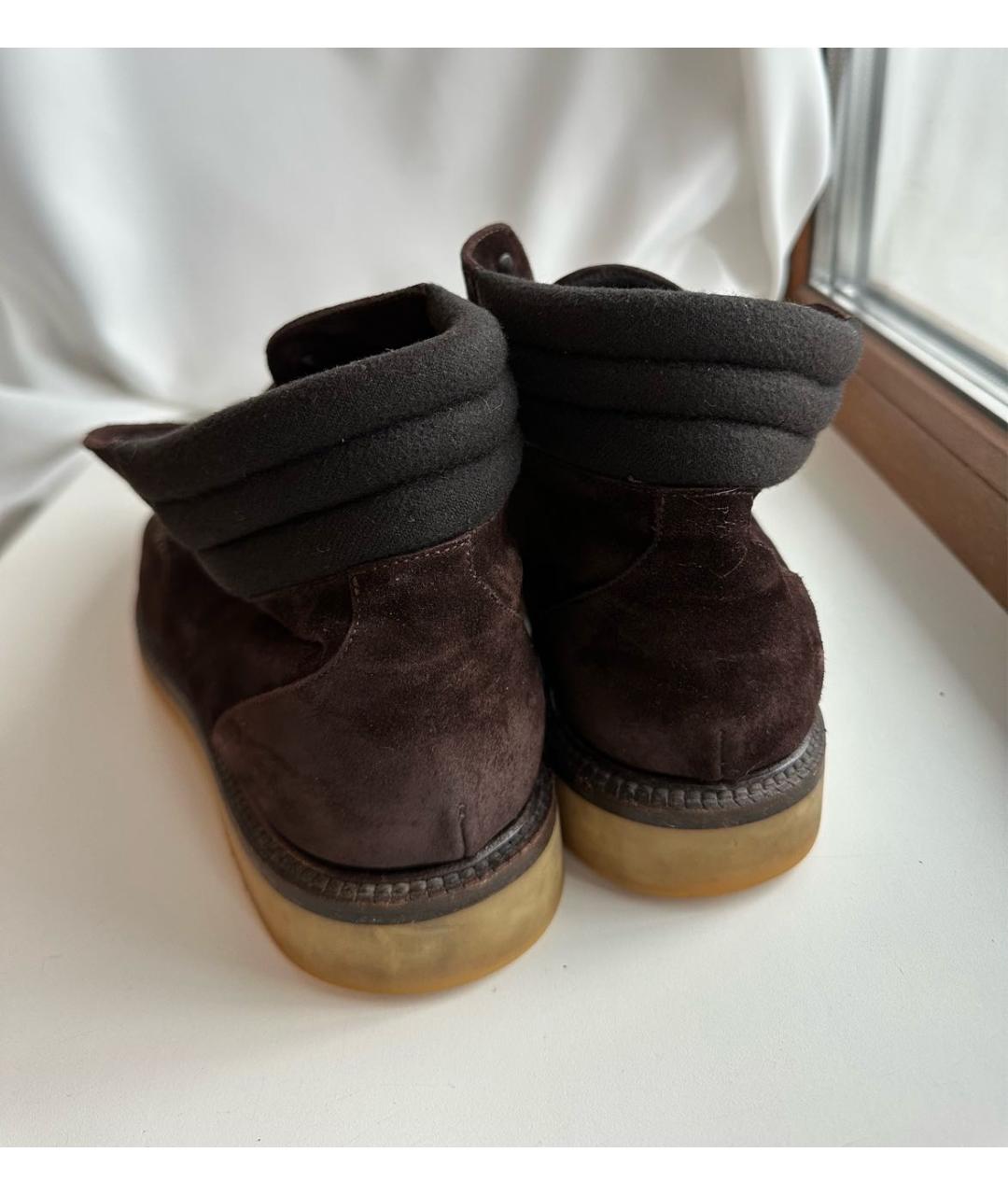 LORO PIANA Коричневые замшевые высокие ботинки, фото 4