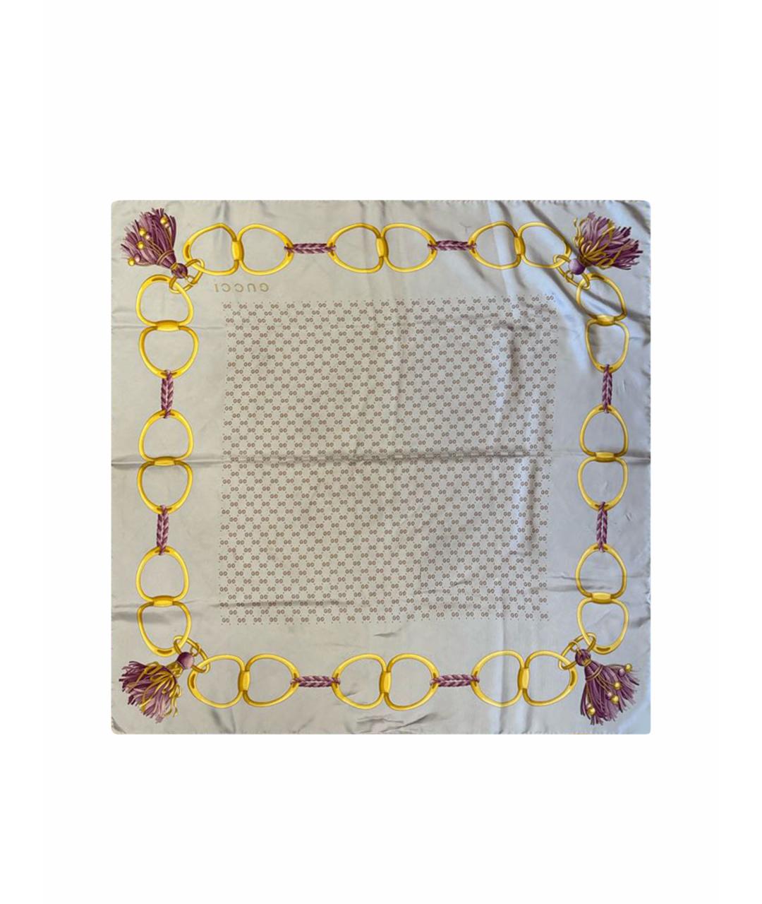 GUCCI Фиолетовый шелковый платок, фото 1