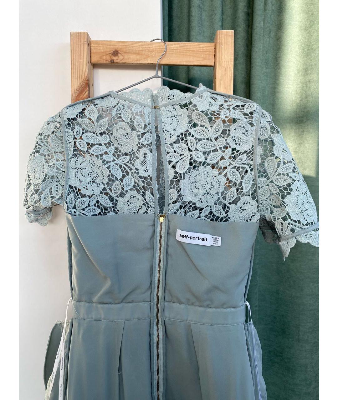SELF-PORTRAIT Бирюзовое полиэстеровое коктейльное платье, фото 3