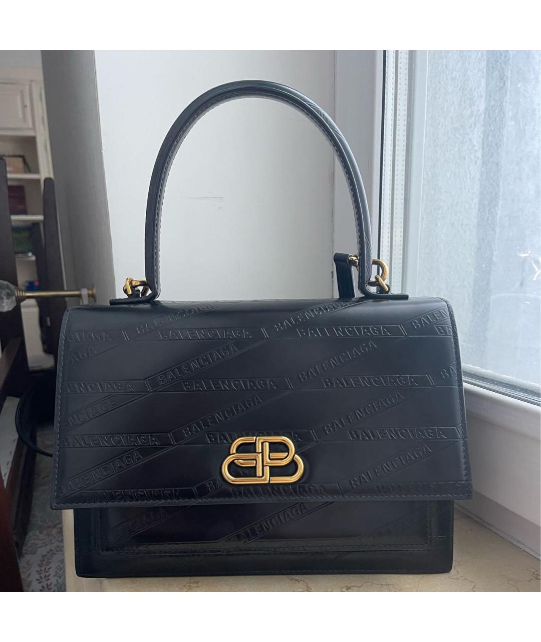 BALENCIAGA Черная кожаная сумка с короткими ручками, фото 8