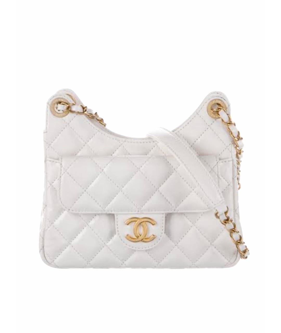 CHANEL PRE-OWNED Белая кожаная сумка через плечо, фото 1