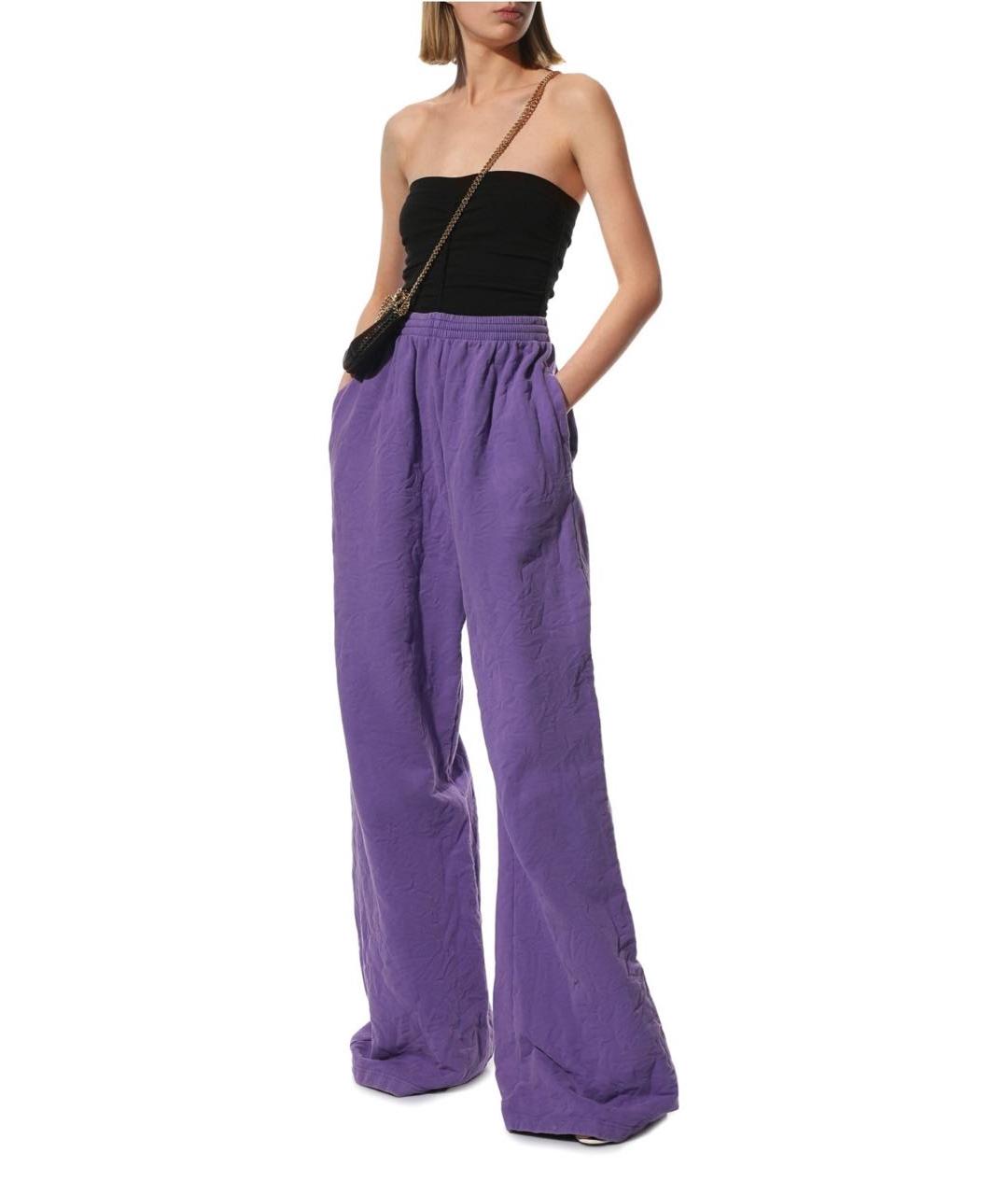 BALENCIAGA Фиолетовые хлопковые брюки широкие, фото 2