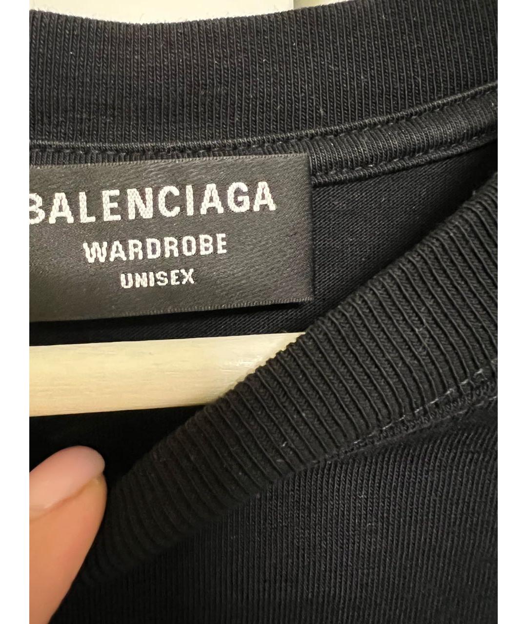 BALENCIAGA Черная хлопковая футболка, фото 3