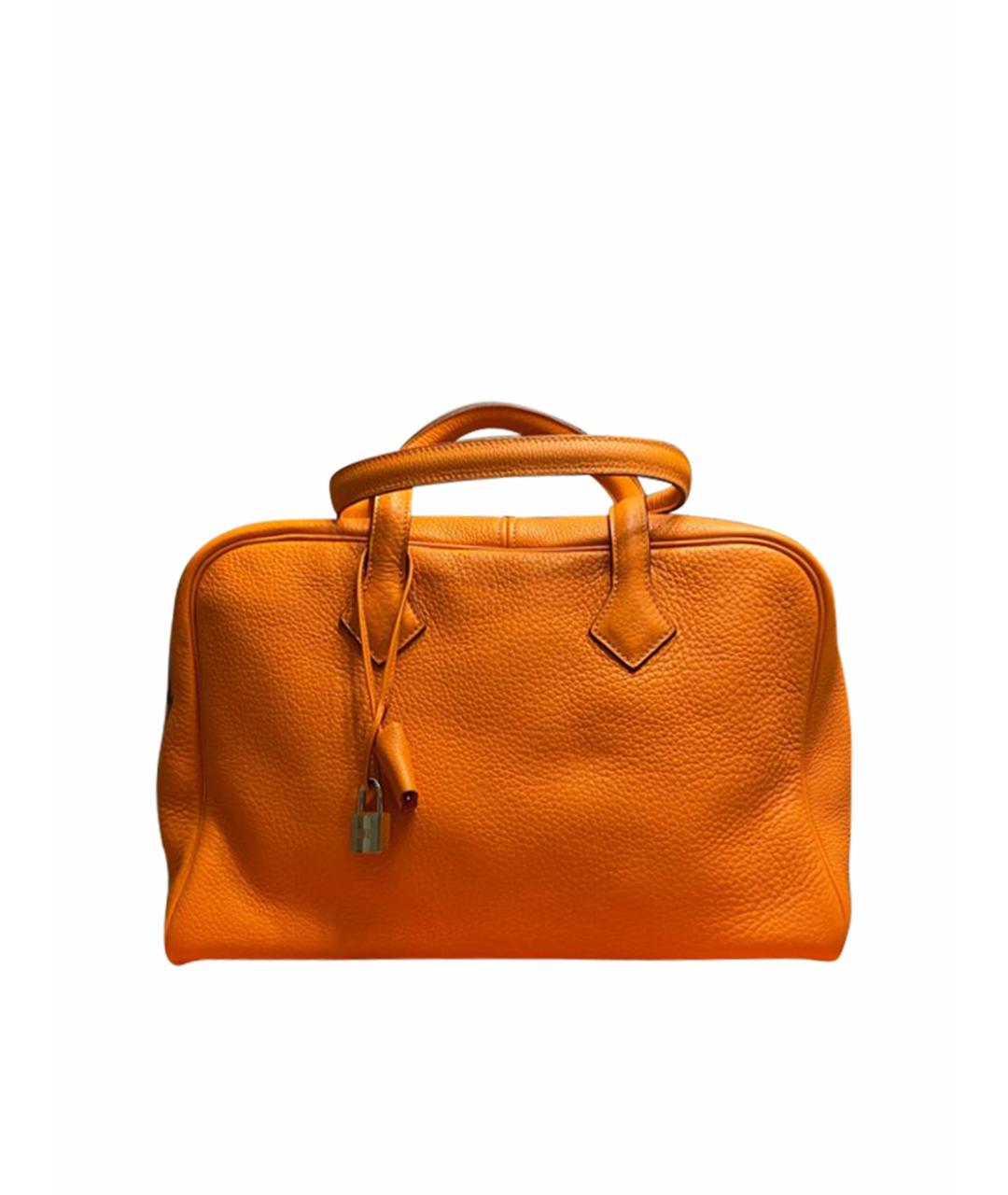 HERMES PRE-OWNED Оранжевая кожаная сумка с короткими ручками, фото 1