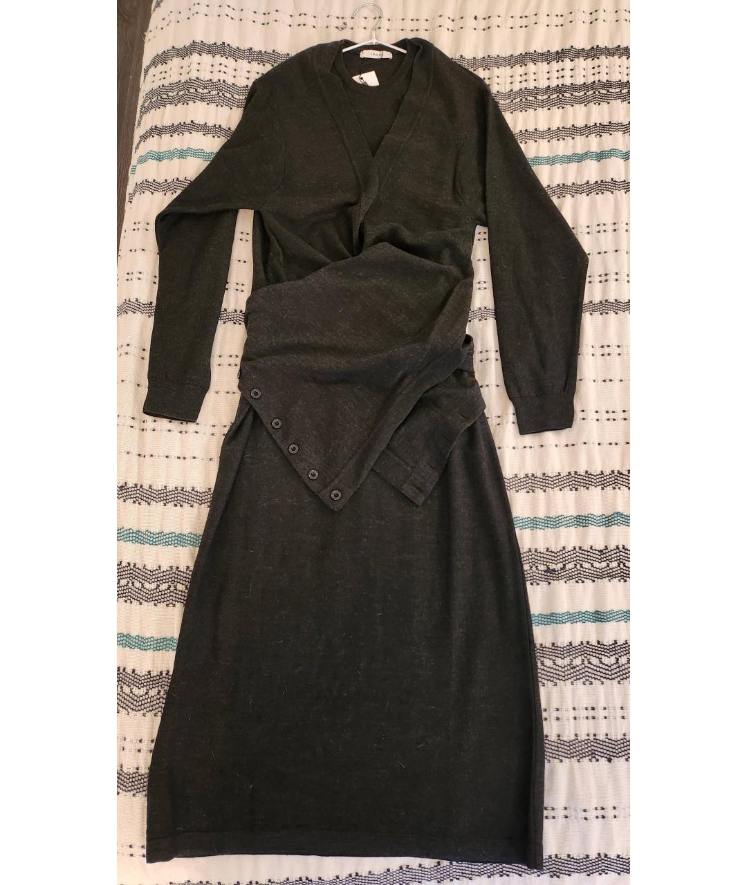 LEMAIRE Антрацитовое шерстяное повседневное платье, фото 2