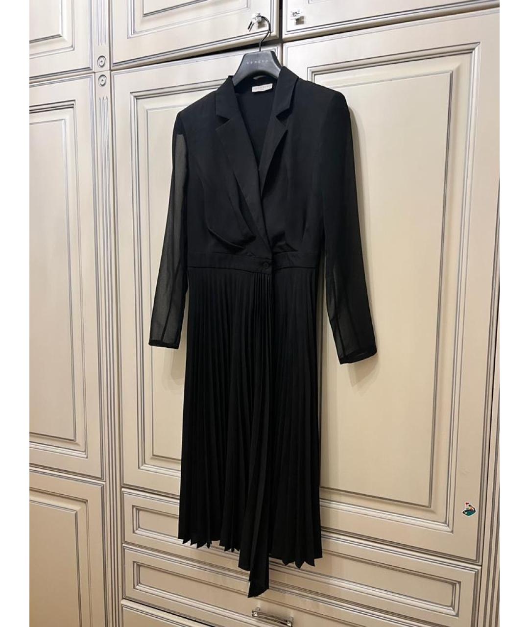 SANDRO Черное полиэстеровое коктейльное платье, фото 5